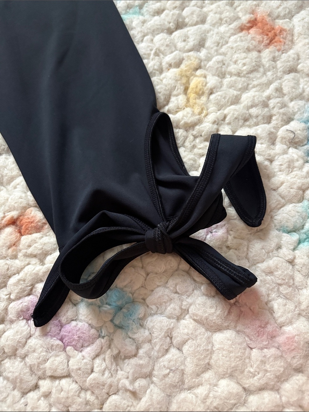 Blackmilk Black Capri Leggings with Tie Hem - Picture 3 of 8